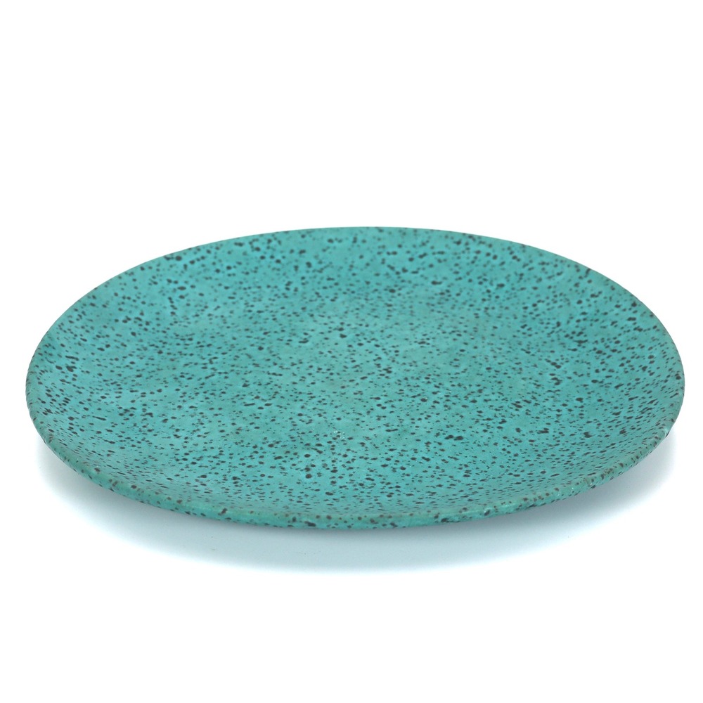 Anthropologie Zoysia Turquoise Blue Salad Plate Matte Speckle Stoneware Portugal